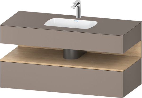 Duravit Qatego Einbauwaschtisch mit Konsolenwaschtischunterbau, 1200x550x600mm, Nische Eiche Natur, QA4787030, Farbe: Basalt Matt/mit Nischenbeleuchtung von Duravit AG