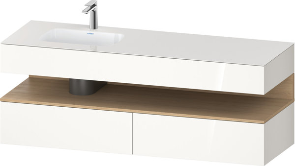 Duravit Qatego Einbauwaschtisch mit Konsolenwaschtischunterbau, 1600x550x600mm, Nische Eiche Natur, Becken links, QA4795030, Farbe: Weiß Hochglanz von Duravit AG