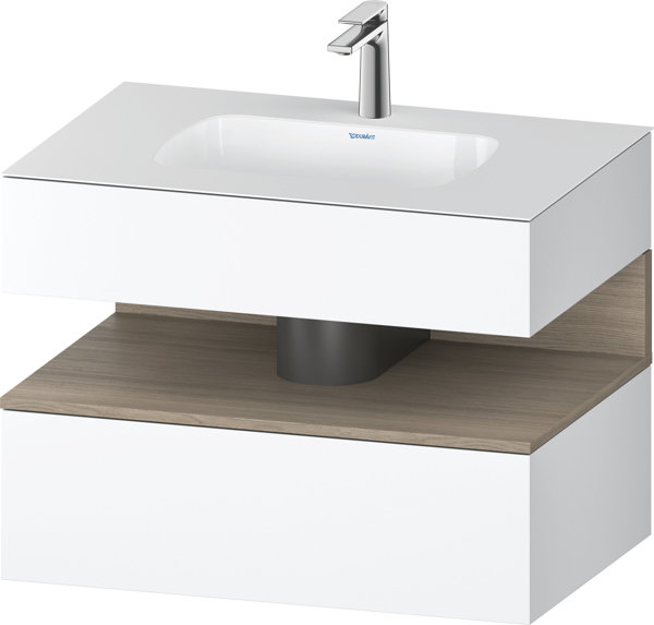 Duravit Qatego Einbauwaschtisch mit Konsolenwaschtischunterbau, 800x550x600mm, Nische Eiche Terra, QA4785035, Farbe: Weiß Matt/mit Nischenbeleuchtung von Duravit AG