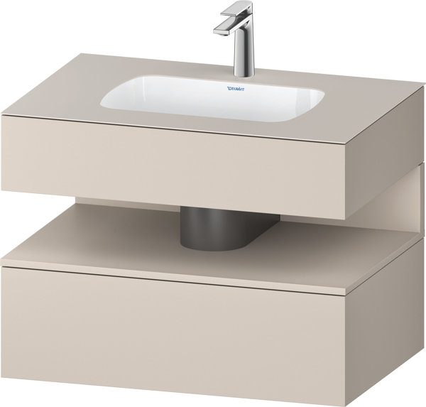 Duravit Qatego Einbauwaschtisch mit Konsolenwaschtischunterbau, 800x550x600mm, Nische Taupe Matt, QA4785091, Farbe: Taupe Matt von Duravit AG