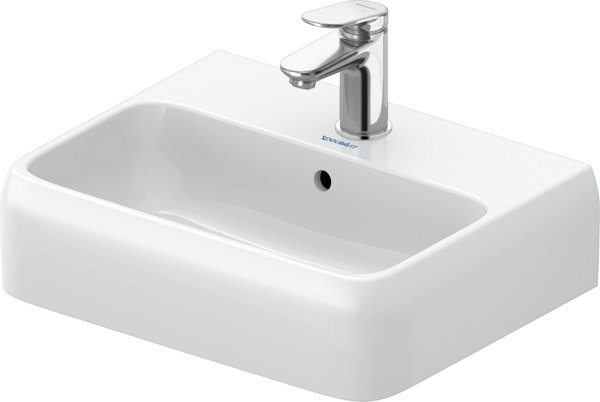 Duravit Qatego Handwaschbecken, 450x350mm, Unterseite glasiert, mit Überlauf, 074645, Farbe: 1 Hahnloch, mit HygieneGlaze von Duravit AG