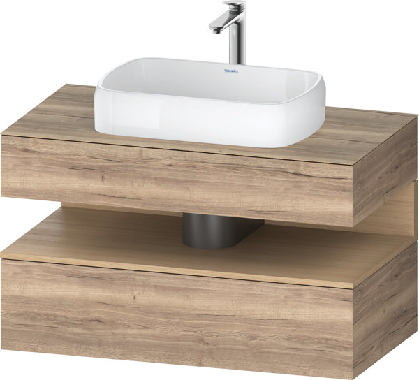 Duravit Qatego Konsolenwaschtischunterbau, 1 Auszug, 1 Schubkasten, Ausschnitt mittig, 1000x550x600mm, Nische Eiche Natur, QA4731030, Farbe: Eiche Marmoriert von Duravit AG