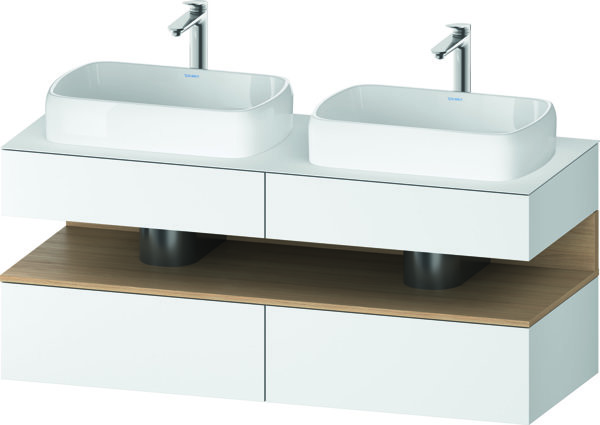 Duravit Qatego Konsolenwaschtischunterbau, 2 Auszüge, 2 Schubkästen, 2 Ausschnitte, 1400x550x600mm, Nische Eiche Natur, QA4767030, Farbe: Weiß Matt von Duravit AG