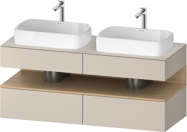 Duravit Qatego Konsolenwaschtischunterbau, 2 Auszüge, 2 Schubkästen, 2 Ausschnitte, 1400x550x600mm, Nische Eiche Natur, QA4767030, Farbe: taupe supermatt von Duravit AG