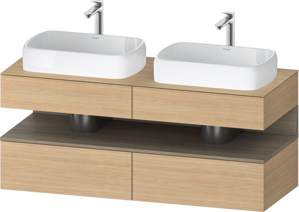 Duravit Qatego Konsolenwaschtischunterbau, 2 Auszüge, 2 Schubkästen, 2 Ausschnitte, 1400x550x600mm, Nische Eiche Terra, QA4767035, Farbe: Eiche Natur von Duravit AG