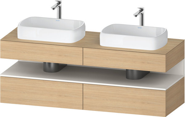 Duravit Qatego Konsolenwaschtischunterbau, 2 Auszüge, 2 Schubkästen, 2 Ausschnitte, 1600x550x600mm, Nische Weiß Supermatt, QA4779084, Farbe: Eiche Natur von Duravit AG