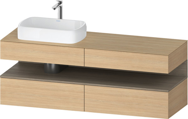 Duravit Qatego Konsolenwaschtischunterbau, 2 Auszüge, 2 Schubkästen, Ausschnitt links, 1600x550x600mm, Nische Eiche Terra, QA4777035, Farbe: Eiche Natur von Duravit AG