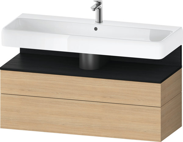 Duravit Qatego Waschtischunterbau, 1 Auszug und 1 Schublade, 1190x470x590mm, Nische Eiche Schwarz, QA4396016, Farbe: Eiche Natur von Duravit AG