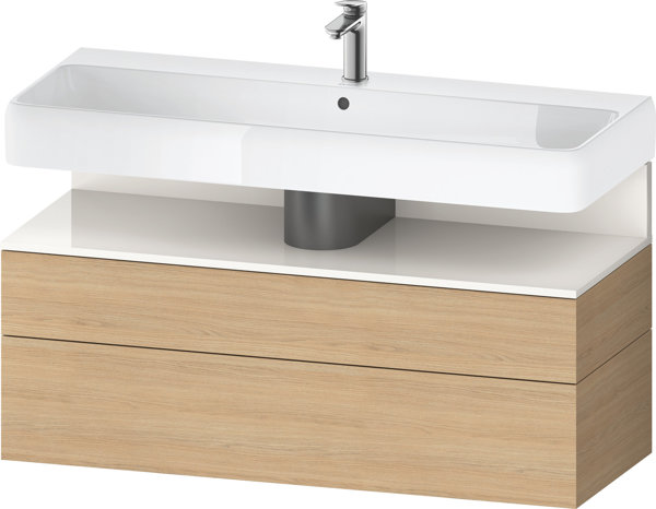 Duravit Qatego Waschtischunterbau, 1 Auszug und 1 Schublade, 1190x470x590mm, Nische Weiß Hochglanz, QA4396022, Farbe: Eiche Natur von Duravit AG