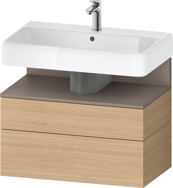 Duravit Qatego Waschtischunterbau, 1 Auszug und 1 Schublade, 790x470x590mm, Nische Basalt Matt, QA4394043, Farbe: Eiche Natur/mit Nischenbeleuchtung von Duravit AG