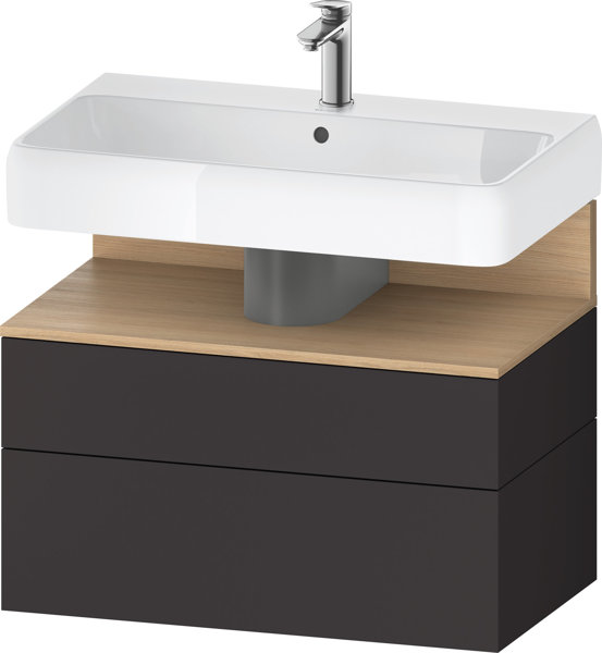 Duravit Qatego Waschtischunterbau, 1 Auszug und 1 Schublade, 790x470x590mm, Nische Eiche Natur, QA4394030, Farbe: Graphit Supermatt/mit Nischenbeleuchtung von Duravit AG