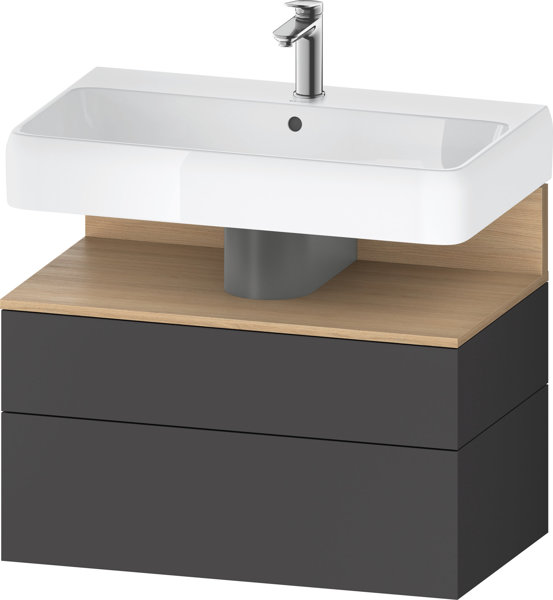 Duravit Qatego Waschtischunterbau, 1 Auszug und 1 Schublade, 790x470x590mm, Nische Eiche Natur, QA4394030, Farbe: Graphit matt von Duravit AG