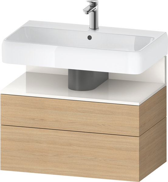 Duravit Qatego Waschtischunterbau, 1 Auszug und 1 Schublade, 790x470x590mm, Nische Weiß Hochglanz, QA4394022, Farbe: Eiche Natur/mit Nischenbeleuchtung von Duravit AG