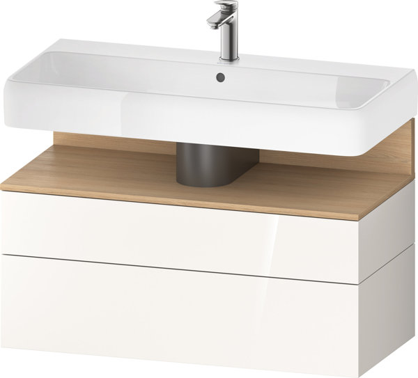 Duravit Qatego Waschtischunterbau, 1 Auszug und 1 Schublade, 990x470x590mm, Nische Eiche Natur, QA4395030, Farbe: Weiß Hochglanz von Duravit AG