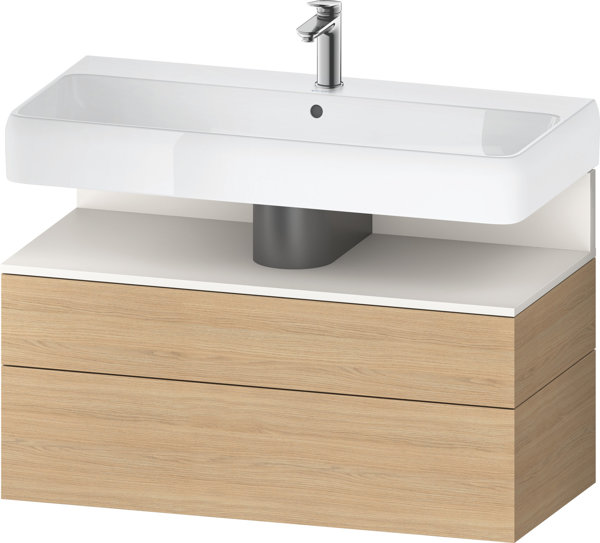 Duravit Qatego Waschtischunterbau, 1 Auszug und 1 Schublade, 990x470x590mm, Nische Weiß Supermatt, QA4395084, Farbe: Eiche Natur von Duravit AG