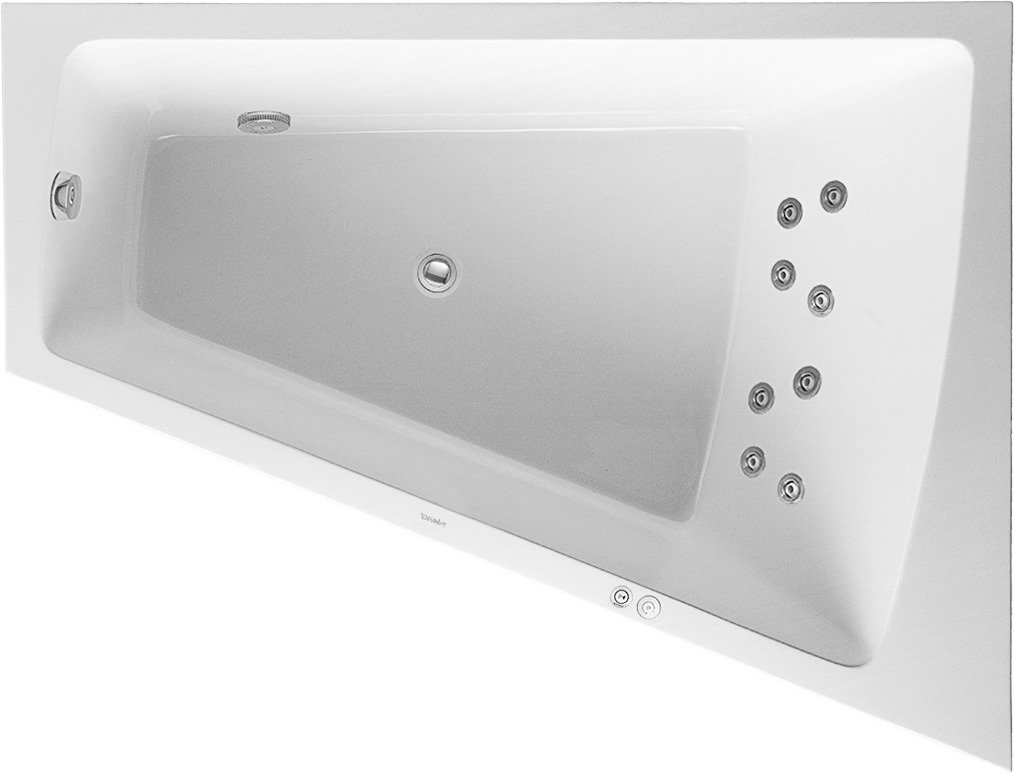 Duravit Whirlpool Paiova 1700x1300mm eine Rückenschräge rechts, angeformte Acrylverkleidung, Front, Gestell, Ab- und Überlaufgarnitur, Jetsystem von Duravit AG