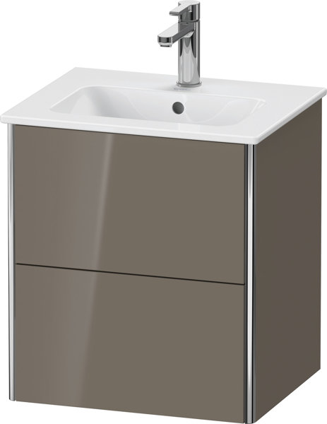 Duravit XSquare Waschtischunterbau Compact wandhängend 51,0x41,8 cm, 2 Schubkästen, für Waschtisch ME by Starck 233653, Farbe (Front/Korpus): Flannel Grey Hochglanz Lack von Duravit AG