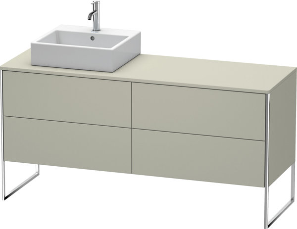 Duravit XSquare Waschtischunterbau stehend 160,0 x 54,8 cm, 4 Auszüge XS4924L, Farbe (Front/Korpus): Taupe Seidenmatt Lack - XS4924L6060 von Duravit AG