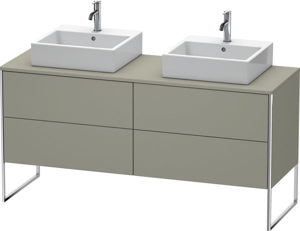 Duravit XSquare Waschtischunterbau stehend 160,0 x 54,8 cm, 4 Auszüge XS4927B, Farbe (Front/Korpus): Steingrau Seidenmatt Lack - XS4927B9292 von Duravit AG