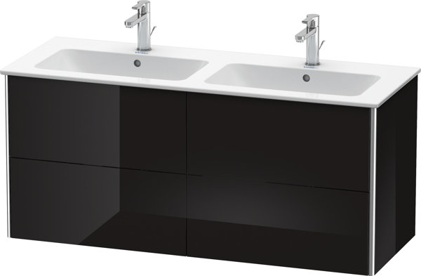 Duravit XSquare Waschtischunterbau wandhängend 128,0 x 47,8 cm, 4 Schubkästen, für Waschtisch ME by Starck  233613, Farbe (Front/Korpus): Schwarz Hochglanz Lack von Duravit AG