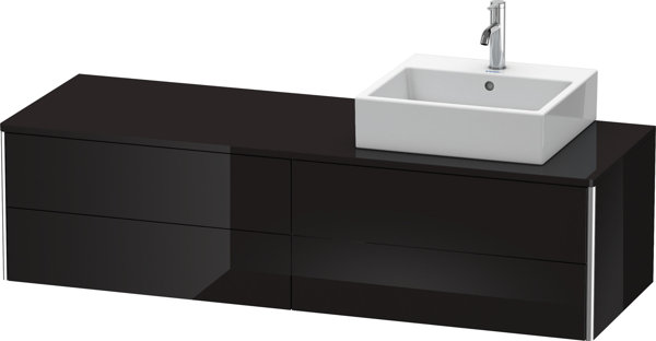 Duravit XSquare Waschtischunterbau wandhängend 160,0 x 54,8 cm, 4 Schubkästen, Farbe (Front/Korpus): Schwarz Hochglanz Lack von Duravit AG