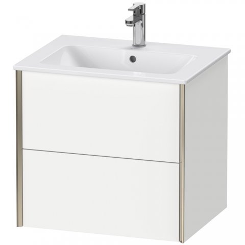 Duravit XViu 4125 Waschtischunterbau wandhängend, 2 Schubkästen, für Waschtisch Me by Starck 233663, 610x480 mm, Farbe (Front/Korpus): schwarz matt/nussbaum natur von Duravit AG