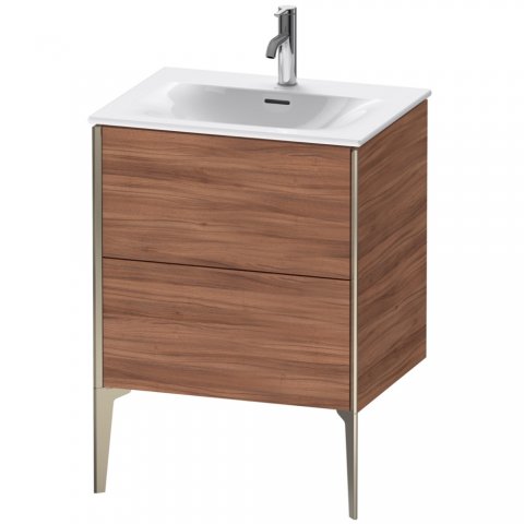 Duravit XViu 4300 Waschtischunterbau stehend, 2 Auszüge, für Waschtisch Viu 234463, 610x480 mm, Farbe (Front/Korpus): champagner matt/nussbaum natur von Duravit AG