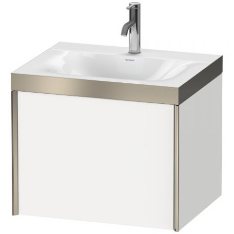 Duravit XViu 4609 Möbelwaschtisch c-bonded, mit 1 Hahnloch, mit Unterbau wandhängend, 1 Auszug, 600x480, Farbe (Front/Korpus): schwarz matt/apricot pearl hgl. von Duravit AG