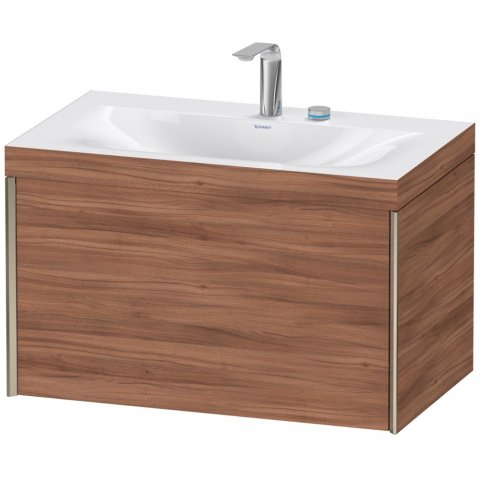 Duravit XViu 4610 Möbelwaschtisch c-bonded, mit 2 Hahnlöchern, mit Unterbau wandhängend, 1 Auszug, 800x480, Farbe (Front/Korpus): champagner matt/nussbaum natur von Duravit AG