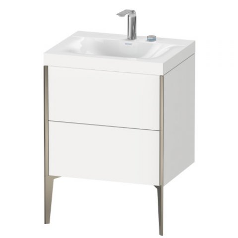 Duravit XViu 4709 Möbelwaschtisch c-bonded, mit 1 Hahnloch, mit Unterbau bodenstehend, 2 Auszüge, 600x480, Farbe (Front/Korpus): schwarz matt/nussbaum natur von Duravit AG