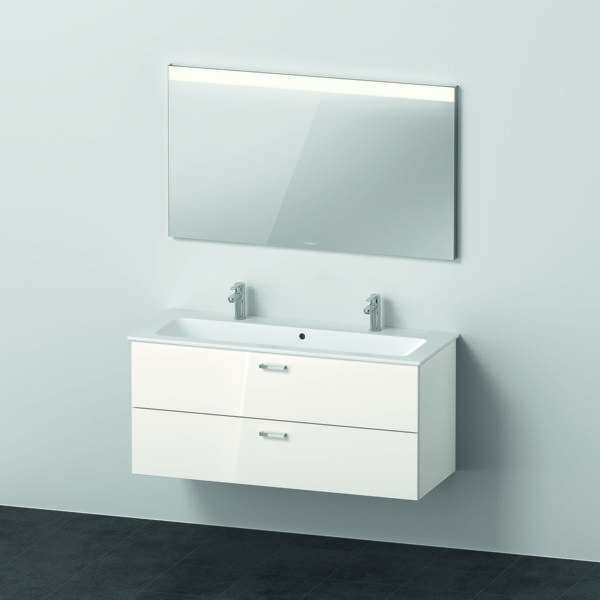 Duravit Xbase, Möbel-Set wandhängend, mit LED-Spiegel, Waschtisch und Waschtischunterschrank, Breite 1200 mm, XB00660, Farbe: Kastanie Dunkel Dekor von Duravit AG