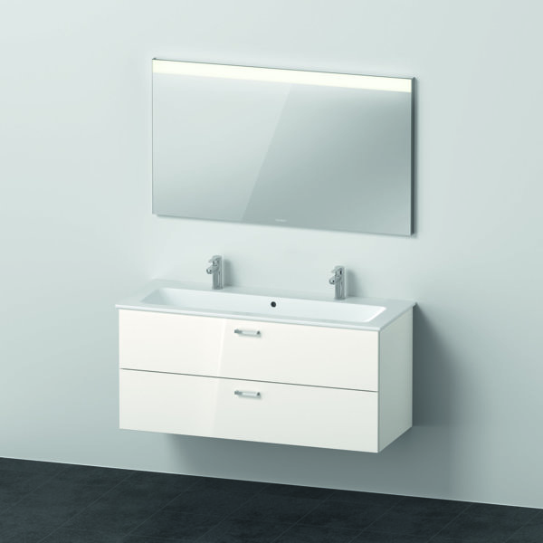 Duravit Xbase, Möbel-Set wandhängend, mit LED-Spiegel, Waschtisch und Waschtischunterschrank, Breite 1200 mm, XB00660, Farbe: Weiß glänzend - XB006604545 von Duravit AG