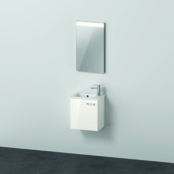 Duravit Xbase, Möbel-Set wandhängend, mit LED-Spiegel, Waschtisch und Waschtischunterschrank, Breite 400 mm, XB0065L, Farbe: Weiß glänzend von Duravit AG