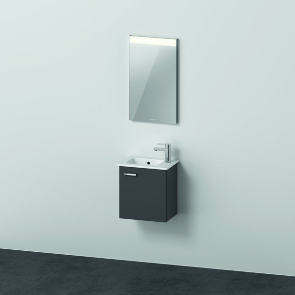 Duravit Xbase, Möbel-Set wandhängend, mit LED-Spiegel, Waschtisch und Waschtischunterschrank, Breite 400 mm, XB0065R, Farbe: Graphit Matt Dekor von Duravit AG