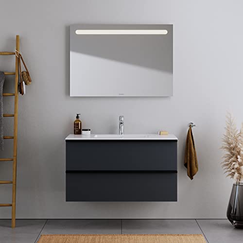 DURAVIT Badmöbel-Set DuraPoint 100cm hängend mit Einbauwaschbecken in Graphit matt Waschbecken mit Waschtischunterschrank mit 2 Schubladen, vormontiert von Duravit