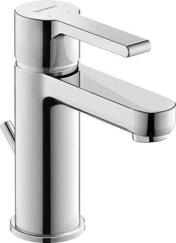 Duravit B.2 Waschtischarmatur, Größe S (Auslauf Höhe 92 mm), Wasserhahn Bad mit Zugstangen-Ablaufgarnitur, Waschbecken Armatur mit Keramikkartusche, Chrom von Duravit
