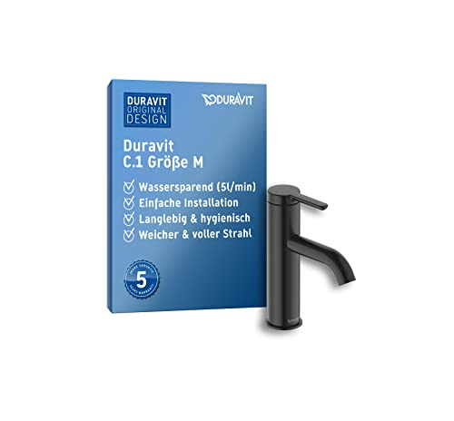 Duravit C.1 Waschtischarmatur, Größe M (Auslauf Höhe 86 mm). Wasserhahn Bad in Schwarz Matt von Duravit