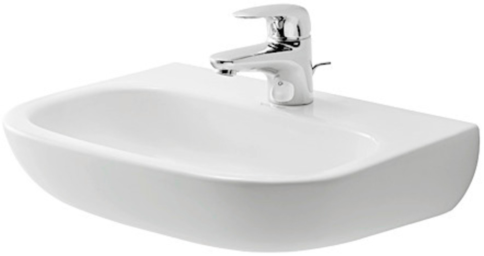 Duravit D-Code Handwaschbecken, mit Hahnloch, ohne Überlauf, 450x340x145mm, Weiß Hochglanz, 0707450000 von Duravit