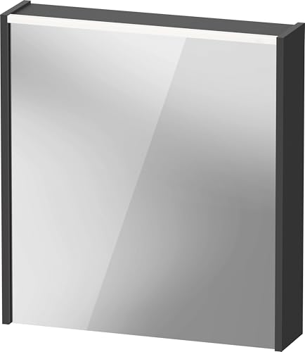Duravit D-Code Spiegelschrank, Steckdose Typ E (FR, BE), 1 Tür mit Anschlag rechts, LED-Lichtfeld Oben, 651x700mm, 5 W, DC7105R49491000, Farbe: Graphit matt von Duravit
