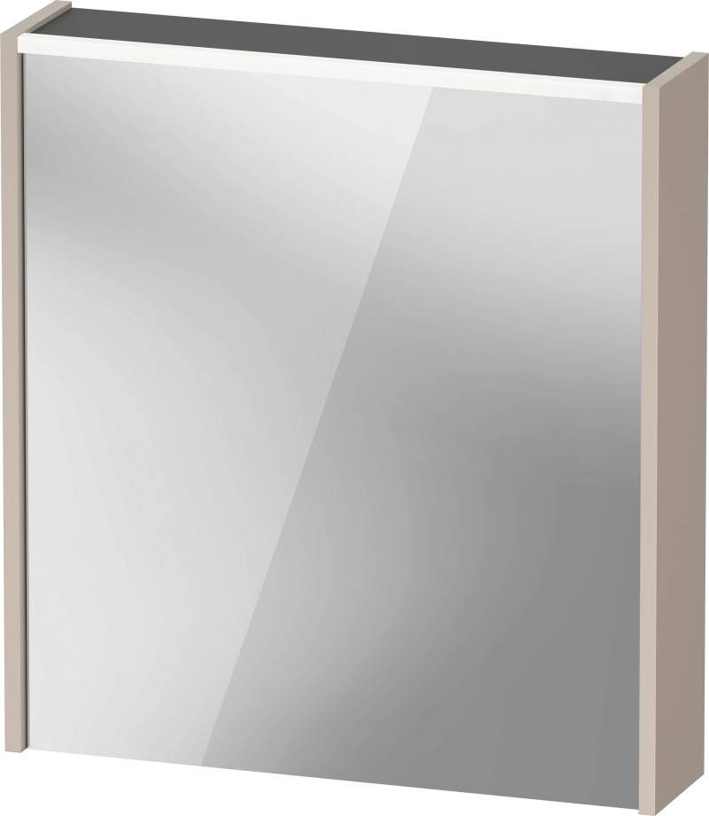 Duravit D-Code Spiegelschrank, Steckdose Typ E (FR, BE), 1 Tür mit Anschlag rechts, LED-Lichtfeld oben, 651x700mm, 5 W, DC7105R91911000 von Duravit