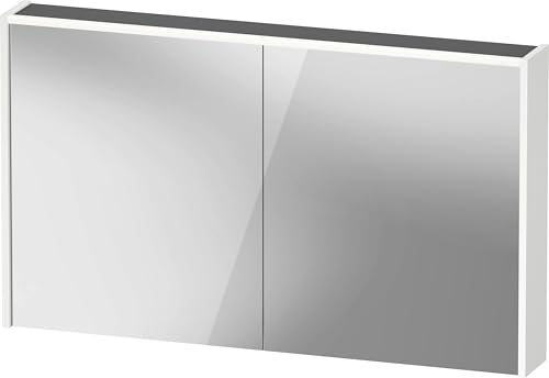 Duravit D-Code Spiegelschrank, Steckdose Typ E (FR, BE), 2 Türen, LED-Lichtfeld Oben, 1200x700mm, 9 W, DC7108018181000, Farbe: weiß matt von Duravit