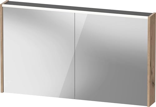 Duravit D-Code Spiegelschrank, Steckdose Typ E (FR, BE), 2 Türen, LED-Lichtfeld Oben, 1200x700mm, 9 W, DC7108055551000, Farbe: Eiche marmoriert Matt von Duravit