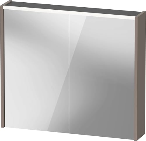 Duravit D-Code Spiegelschrank, Steckdose Typ E (FR, BE), 2 Türen, LED-Lichtfeld Oben, 800x700mm, 6 W, DC7106043431000, Farbe: Basalt Matt von Duravit