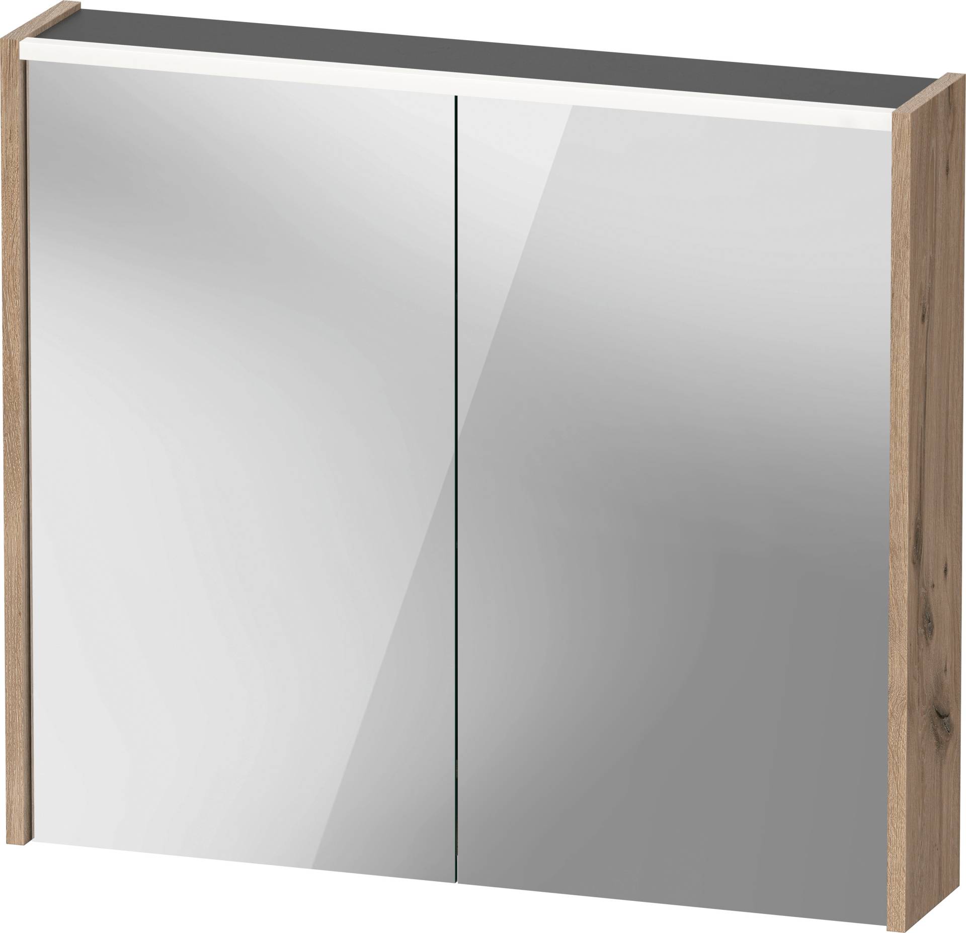 Duravit D-Code Spiegelschrank, Steckdose Typ E (FR, BE), 2 Türen, LED-Lichtfeld oben, 800x700mm, 6 W, DC7106055551000 von Duravit