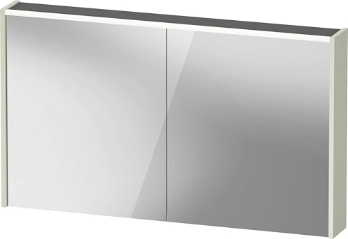 Duravit D-Code Spiegelschrank, Steckdose Typ F (EU, DE), 2 Türen, LED-Lichtfeld Oben, 1200x700mm, 9 W, DC71080HHHH0000, Farbe: Blassgrün Matt von Duravit