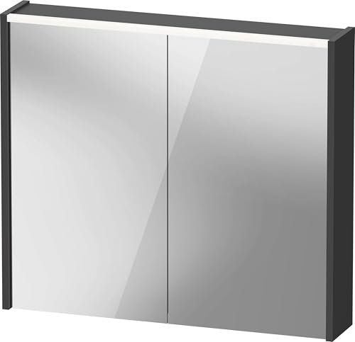 Duravit D-Code Spiegelschrank, Steckdose Typ F (EU, DE), 2 Türen, LED-Lichtfeld Oben, 800x700mm, 6 W, DC7106049490000, Farbe: Graphit matt von Duravit