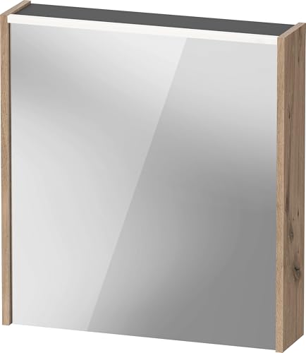 Duravit D-Code Spiegelschrank, Steckdose Typ J (CH, LI), 1 Tür mit Anschlag Links, LED-Lichtfeld Oben, 651x700mm, 5 W, DC7105L55552000, Farbe: Eiche marmoriert Matt von Duravit