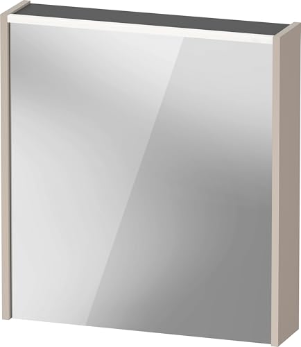 Duravit D-Code Spiegelschrank, Steckdose Typ J (CH, LI), 1 Tür mit Anschlag rechts, LED-Lichtfeld Oben, 651x700mm, 5 W, DC7105R91912000, Farbe: Taupe matt von Duravit