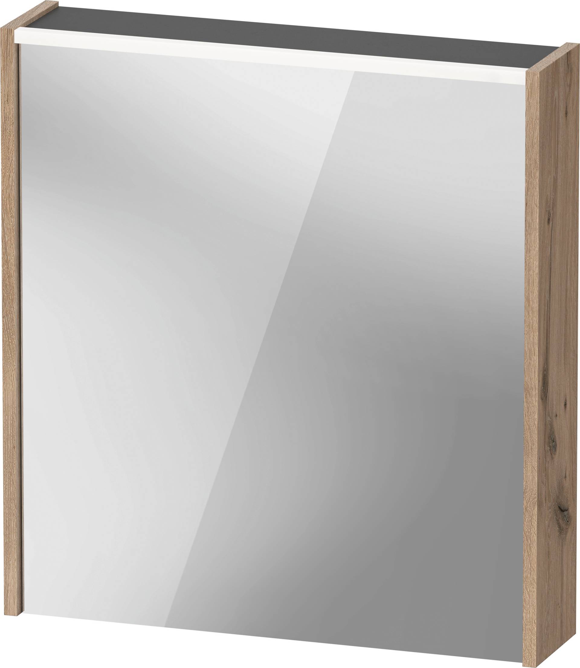 Duravit D-Code Spiegelschrank, Steckdose Typ J (CH, LI), 1 Tür mit Anschlag rechts, LED-Lichtfeld oben, 651x700mm, 5 W, DC7105R55552000 von Duravit