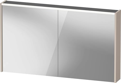 Duravit D-Code Spiegelschrank, Steckdose Typ J (CH, LI), 2 Türen, LED-Lichtfeld Oben, 1200x700mm, 9 W, DC7108091912000, Farbe: Taupe matt von Duravit